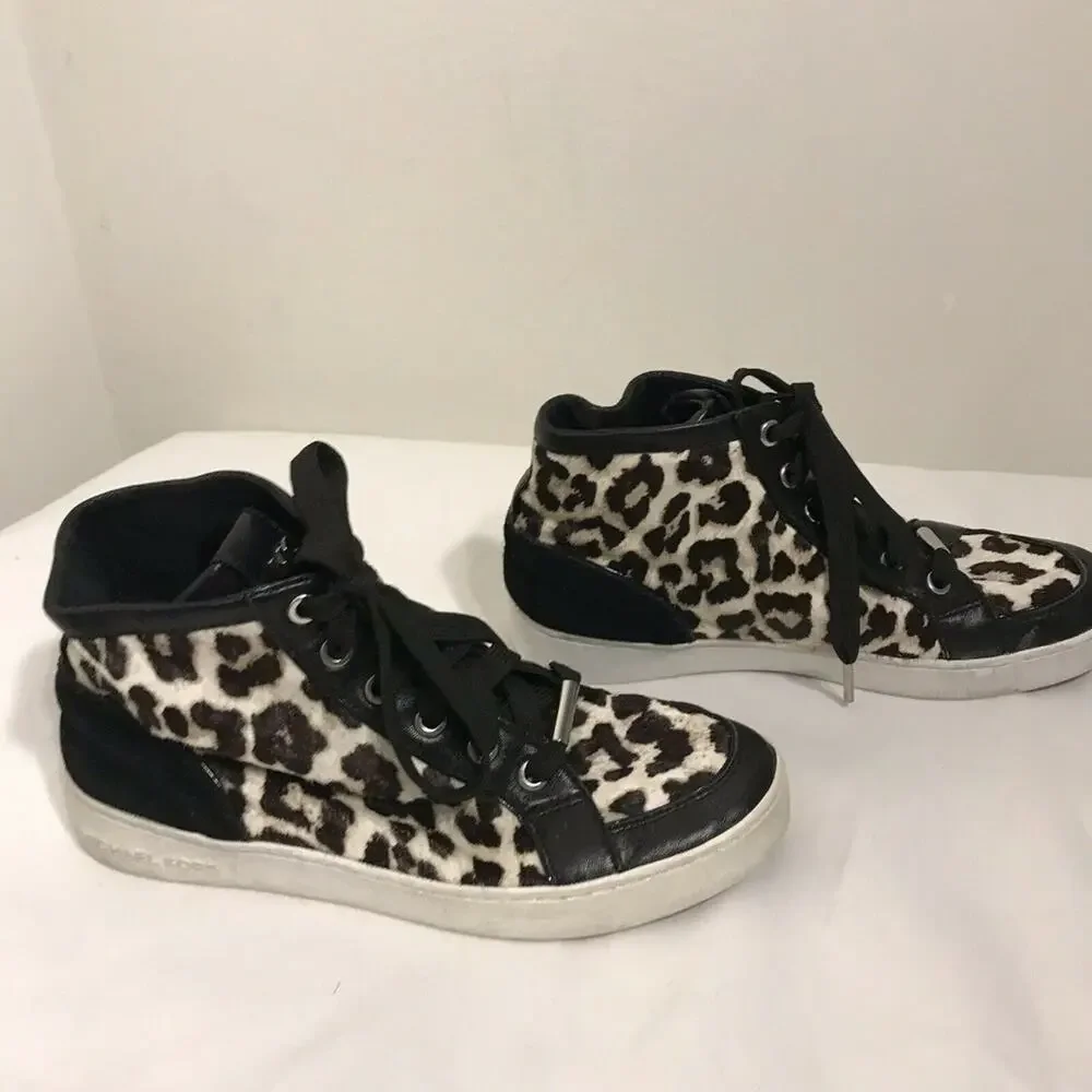 MICHAEL KORS Mid Top Pony hair Sneakers Size 6 - Picture 6 of 8